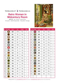 Thumbnail for DMC color chart for Retro Woman in Midcentury Room diamond painting - 35 colors