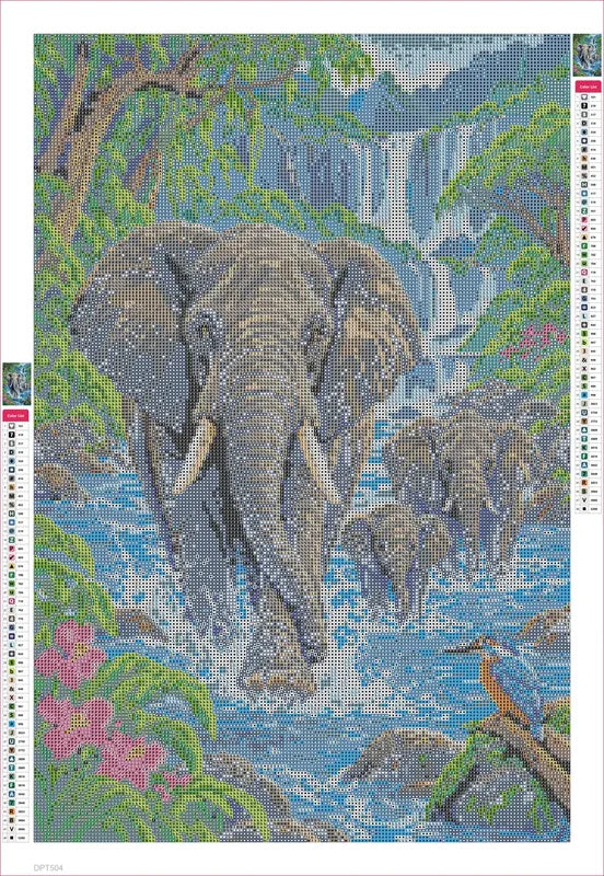 Diamond painting adhesive canvas preview - River Crossing of the Giants