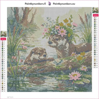 Thumbnail for Riverbank Otters diamond painting adhesive canvas 30x30cm