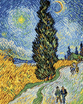 Thumbnail for Road with Cypress and Star by Van Gogh, 40x50 cm diamond painting – finished design preview