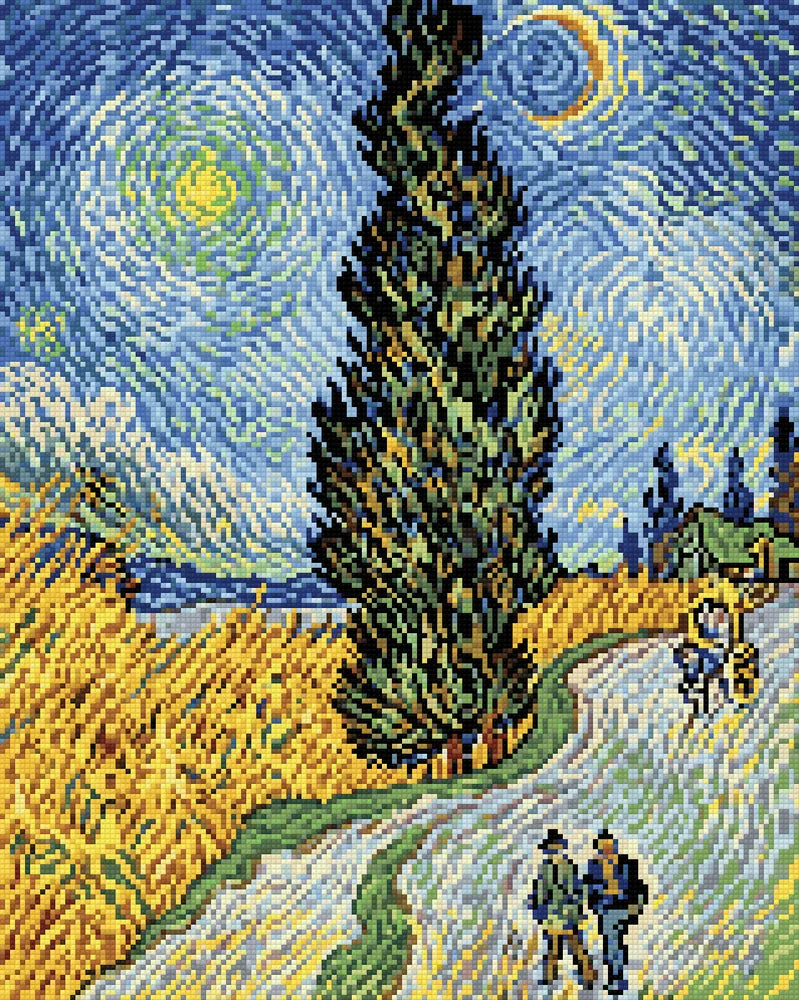 Road with Cypress and Star by Van Gogh, 40x50 cm diamond painting – finished design preview
