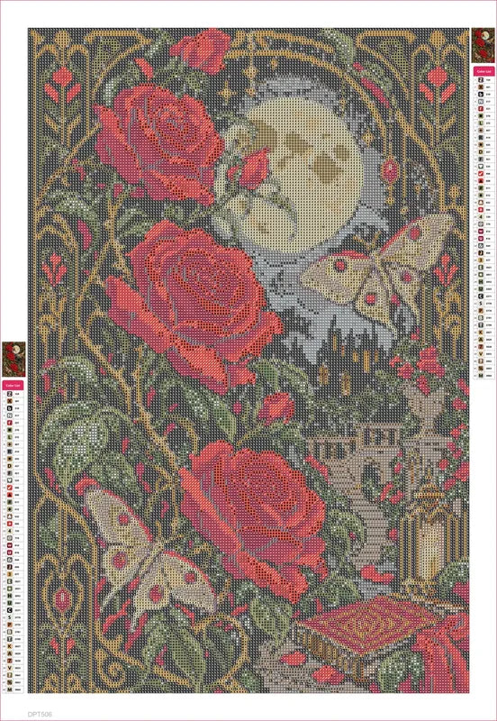 Diamond painting adhesive canvas preview - Rose Moon in Black Velvet