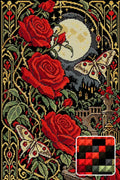 Thumbnail for Rose Moon in Black Velvet, 40x60 cm diamond painting – finished design preview with a close-up of square drills