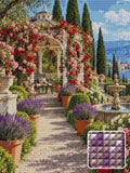 Thumbnail for Rose Pavilion Afternoon, 60x80 cm diamond painting – finished design preview with a close-up of square drills