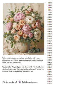 Thumbnail for Paint color chart and instructions - Roses and Peonies Bouquet 40x50cm