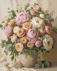 Thumbnail for Roses and peonies bouquet paint by numbers. Soft colors and detailed floral arrangement.