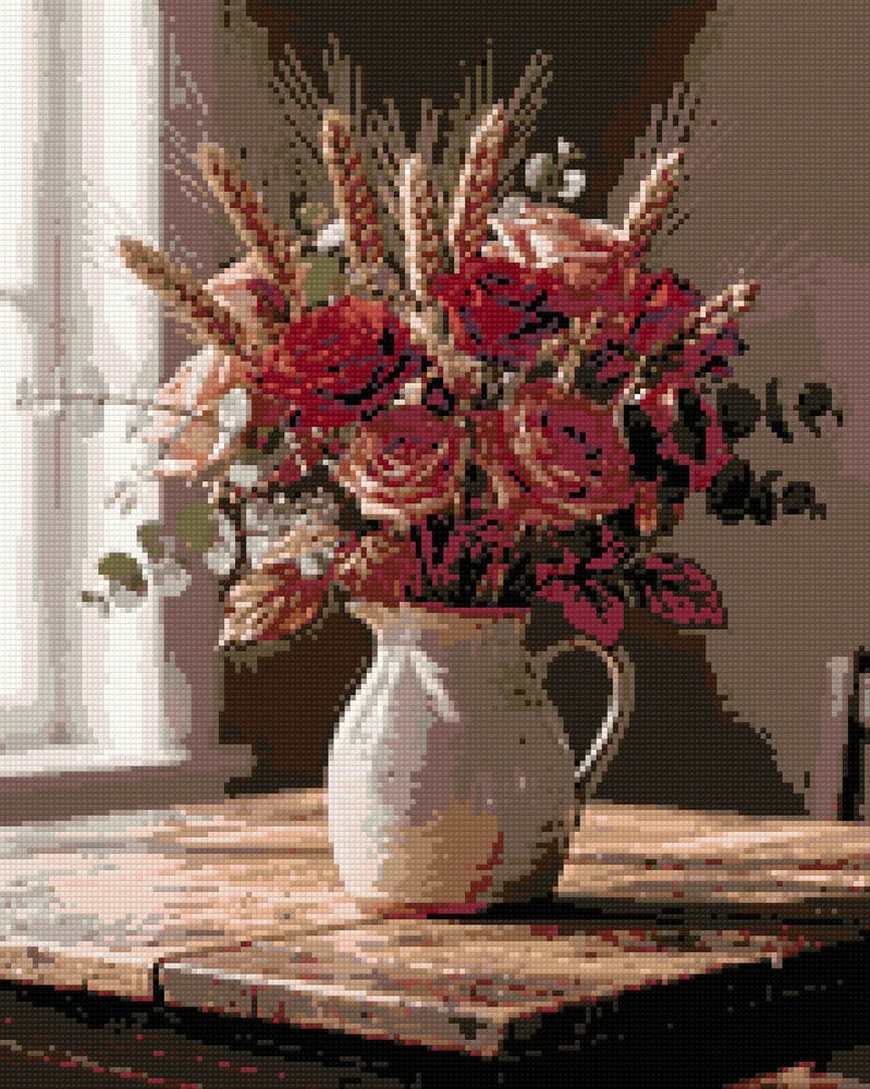 Diamond Pattern - Roses in Pitcher