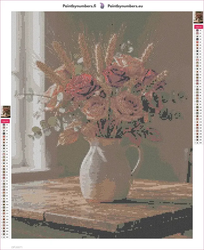 Roses in Pitcher diamond painting adhesive canvas 40x50cm