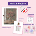 Thumbnail for Roses in Pitcher 40x50cm diamond painting kit contents: adhesive canvas, color chart, tools and diamond bags