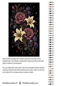 Thumbnail for Paint color chart and instructions - Roses Lilies and Irises 40x70cm