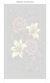 Thumbnail for Paint by numbers numbered canvas - Roses Lilies and Irises 40x70cm