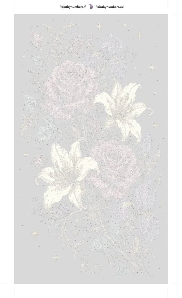 Paint by numbers numbered canvas - Roses Lilies and Irises 40x70cm