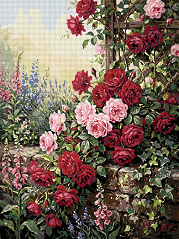 Diamantmönster för Roses on the Wall