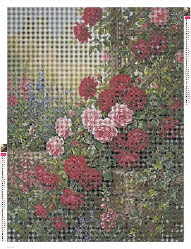 Roses on the Wall diamond painting adhesive canvas 60x80cm