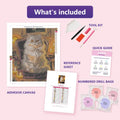 Thumbnail for Royal Cat 40x50cm diamond painting kit contents: adhesive canvas, color chart, tools and diamond bags