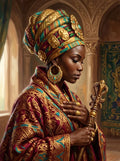 Thumbnail for Diamond Painting of a regal woman in ornate attire within a decorative setting.