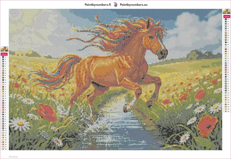 Running Horse in Field diamond painting adhesive canvas 60x40cm