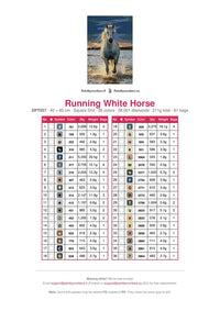 Thumbnail for Running White Horse diamond painting color chart – 36 DMC colors