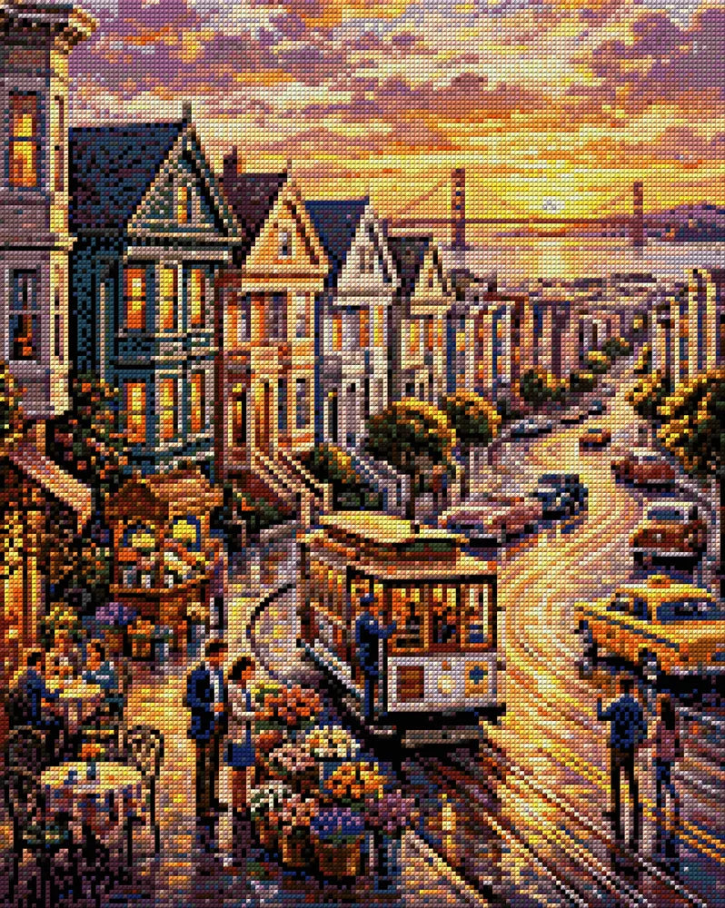 Diamond painting pattern chart - San Francisco Evening