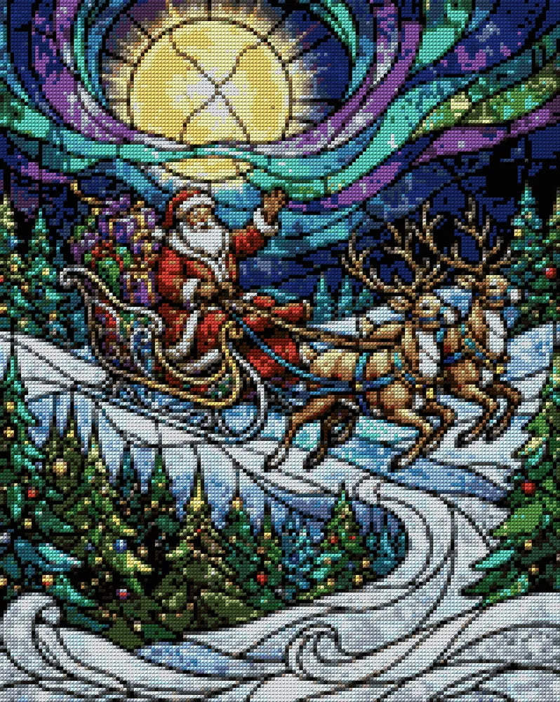 Diamond painting pattern chart - Santa's Sleigh Ride