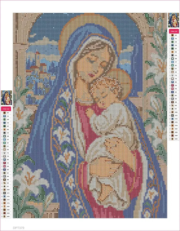 Diamond painting adhesive canvas preview - Sapphire Mantle and Lilies