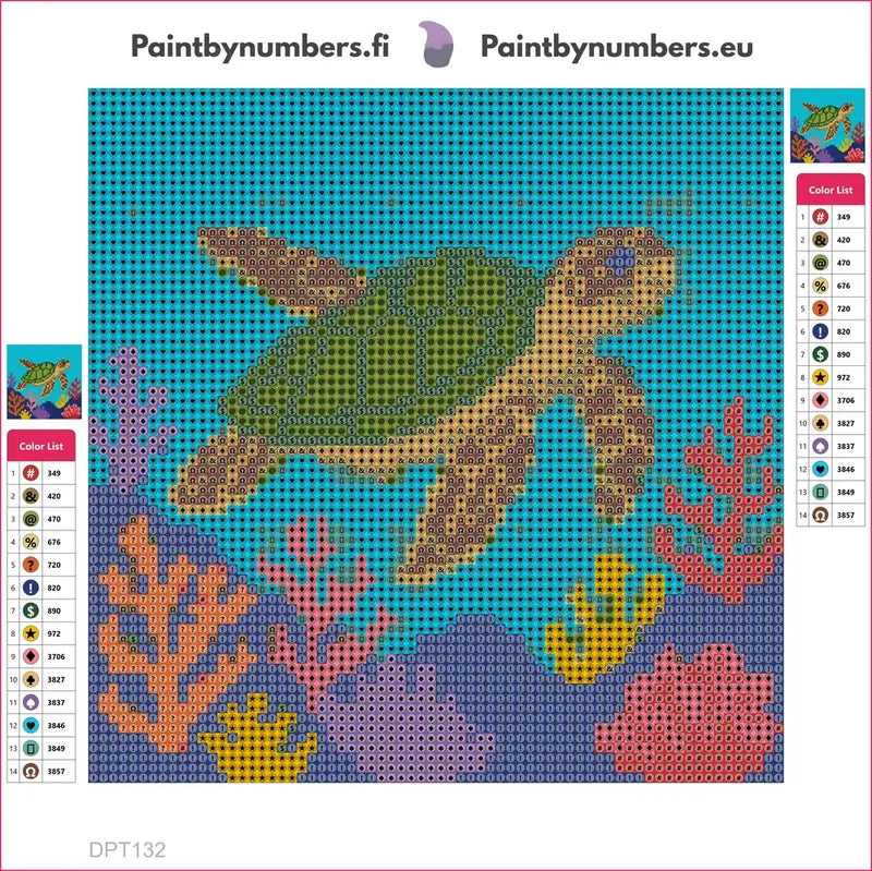 Sea Turtle diamond painting adhesive canvas 20x20cm