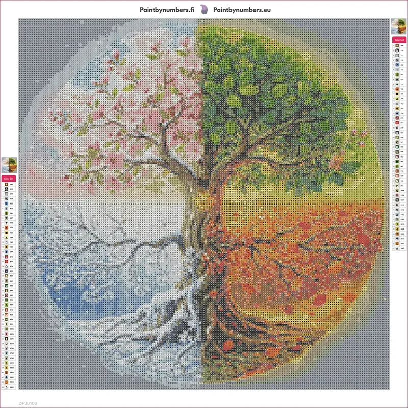 Seasons of a Tree diamond painting adhesive canvas 50x50cm