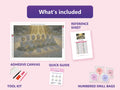 Thumbnail for Seven Buddhas 60x40cm diamond painting kit contents: adhesive canvas, color chart, tools and diamond bags