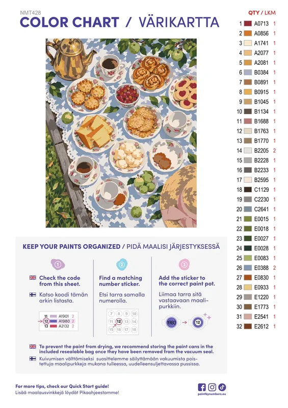 Paint color chart and instructions - Seven Cookies in Dalarna 40x50cm