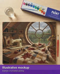 Thumbnail for Finished paint by numbers mockup - Sewing Machine and Quilt 50x40cm