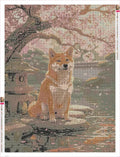 Thumbnail for Shiba Inu by Pond diamond painting adhesive canvas 60x80cm