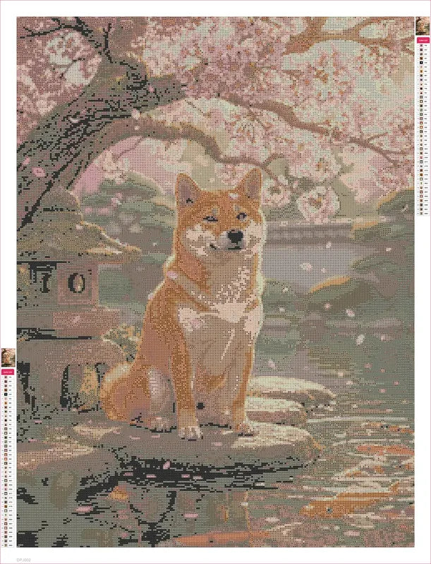 Shiba Inu by Pond diamond painting adhesive canvas 60x80cm