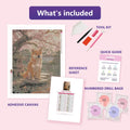 Thumbnail for Shiba Inu by Pond 60x80cm diamond painting kit contents: adhesive canvas, color chart, tools and diamond bags