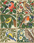 Thumbnail for Six December Garden Birds, 40x50 cm diamond painting – finished design preview