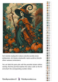 Thumbnail for Paint color chart and instructions - Skeleton Witch with Pumpkins 40x50cm