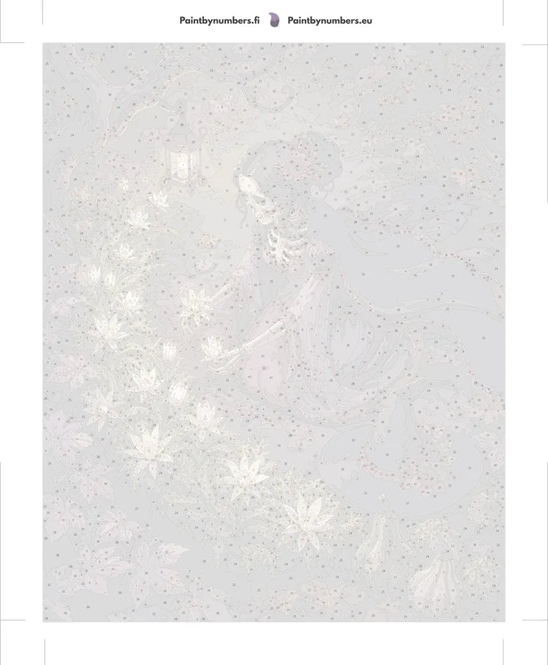 Paint by numbers numbered canvas - Skeleton Woman with Flowers 40x50cm