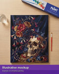 Thumbnail for Finished paint by numbers mockup - Skull with Flowers 40x50cm