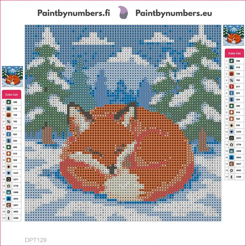 Sleeping Fox diamond painting adhesive canvas 20x20cm