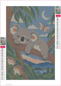 Thumbnail for Diamond painting adhesive canvas preview - Sleeping Koala in Blue Leaves