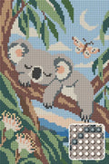 Thumbnail for Sleeping Koala in Blue Leaves, 20x30 cm diamond painting – finished design preview with a close-up of round drills