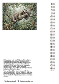 Thumbnail for Paint color chart and instructions - Sloth on Tree Branch 50x40cm