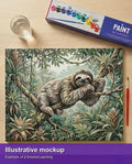 Thumbnail for Finished paint by numbers mockup - Sloth on Tree Branch 50x40cm