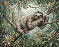 Thumbnail for Sloth on a tree branch in jungle paint by numbers.
