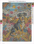 Thumbnail for Diamond painting adhesive canvas preview - Smiling Dog, Wildflowers