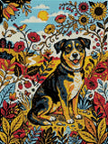 Thumbnail for Diamond painting pattern chart - Smiling Dog, Wildflowers