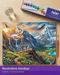 Thumbnail for Finished paint by numbers mockup - Snow Leopard and Mountains 50x40cm