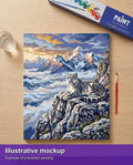 Thumbnail for Finished paint by numbers mockup - Snow Leopard on Cliff 40x50cm