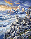 Thumbnail for Snow leopard on a cliff in mountains paint by numbers.
