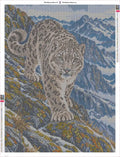 Thumbnail for Diamond painting adhesive canvas preview - Snow Leopard on the Lichen Ridge