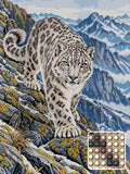 Thumbnail for Snow Leopard on the Lichen Ridge, 60x80 cm diamond painting – design and close-up of round drills